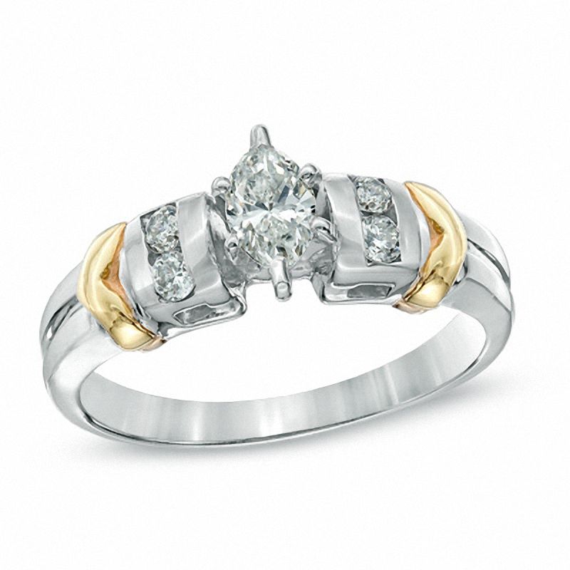 1/2 CT. T.W. Marquise Diamond Engagement Ring in 14K Two-Tone Gold