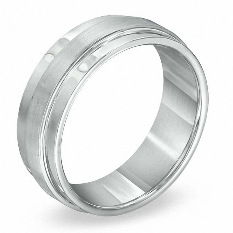 Triton Men's 8.0mm Comfort Fit Tungsten Carbide Step Wedding Band - Size 10