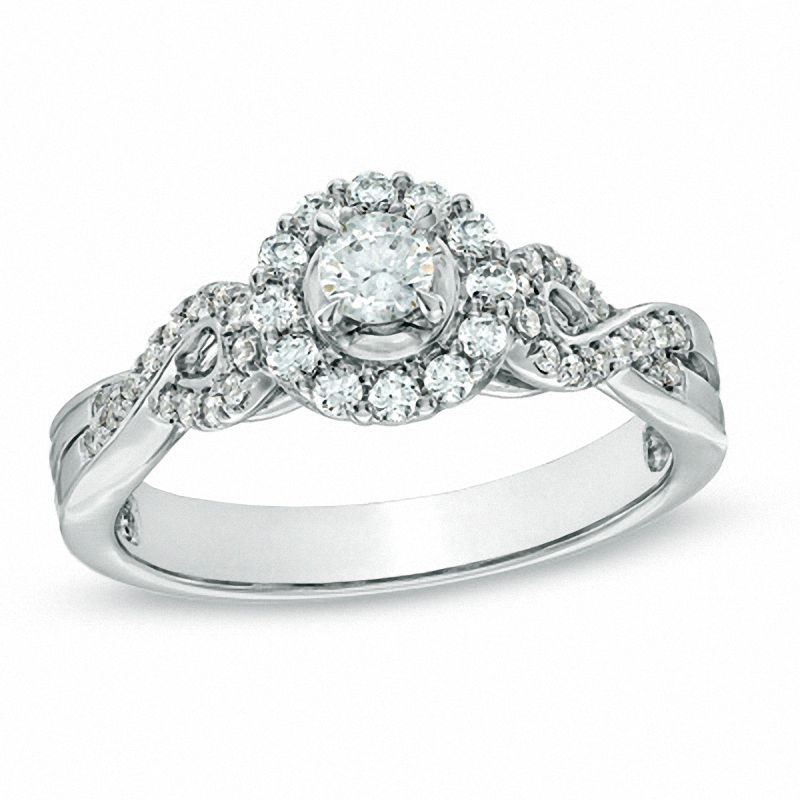 Celebration Ideal 1/2 CT. T.W. Diamond Engagement Ring in 14K White Gold (I/I1)