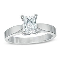 Celebration Ideal 1 CT. Emerald-Cut Certified Diamond Solitaire Engagement Ring in 14K White Gold (J/I1)
