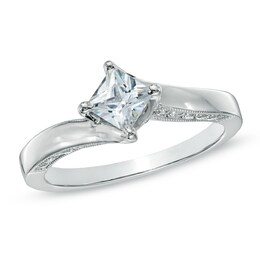 3/4 CT. T.W. Princess-Cut Diamond Bypass Engagement Ring in 14K White Gold (J/I2)