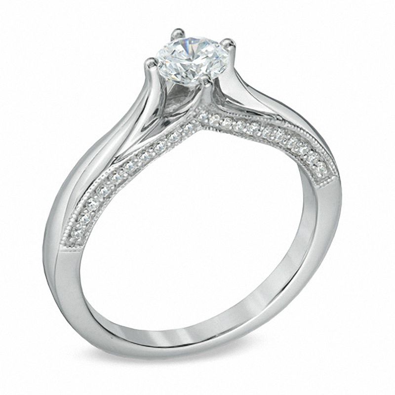 1/2 CT. T.W. Diamond Engagement Ring in 14K White Gold