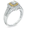 Thumbnail Image 2 of 1 CT. T.W. Princess-Cut White and Yellow Diamond Double Frame Ring in 14K White Gold