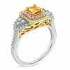 Thumbnail Image 2 of 1-1/4 CT. T.W. Certified Cushion-Cut Yellow and White Diamond Engagement Ring in 14K Tri-Tone Gold (P/I1)