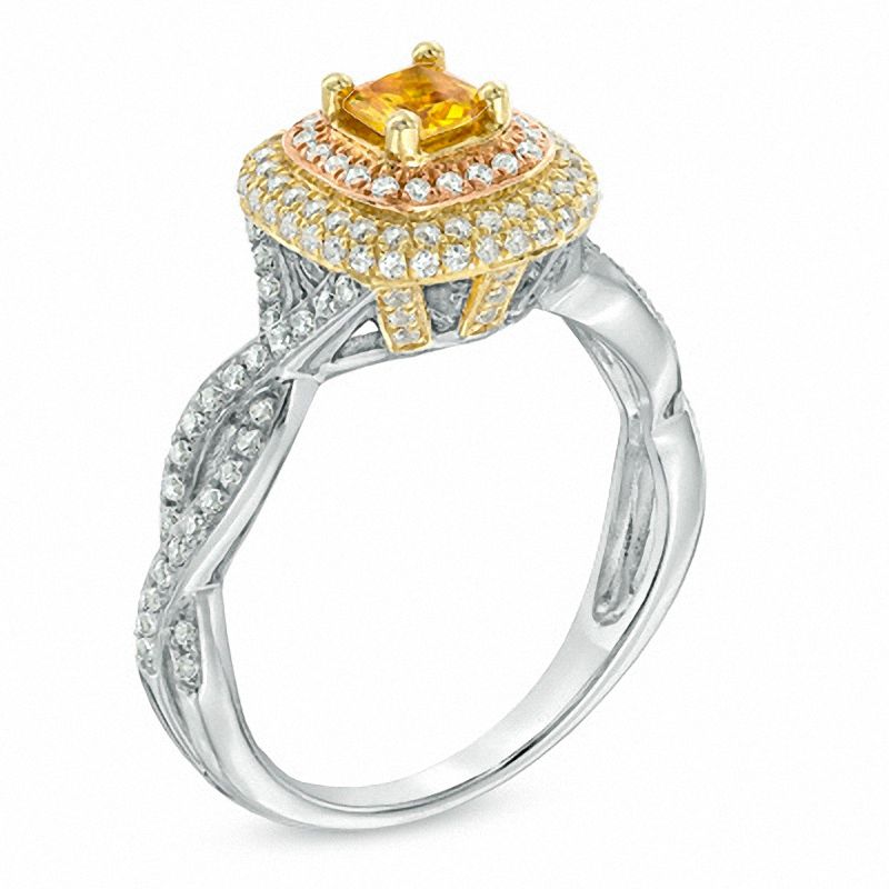 1 CT. T.W. Certified Cushion-Cut Yellow and White Diamond Engagement Ring in 14K Two-Tone Gold (P/I1)