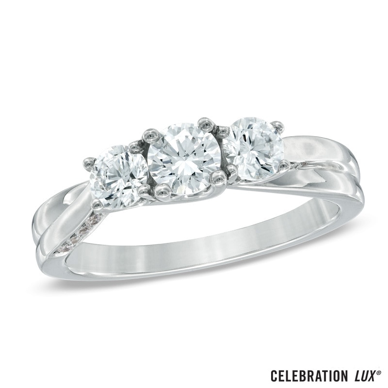 Celebration 102® 1 CT. T.W. Diamond Three Stone Ring in 18K White Gold (I/SI2)