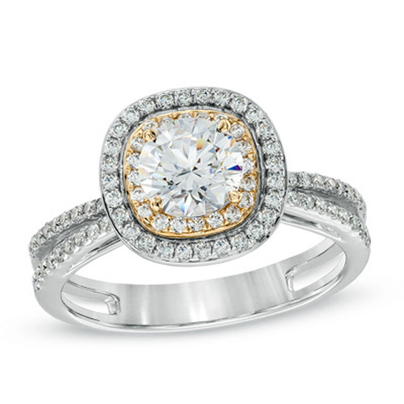 Celebration 102® 1-1/4 CT. T.W. Diamond Split Shank Engagement Ring in 18K Two-Tone Gold (I/SI2)