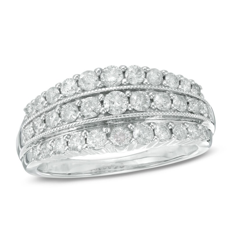 1 CT. T.W. Diamond Multi-Row Anniversary Band in 10K White Gold