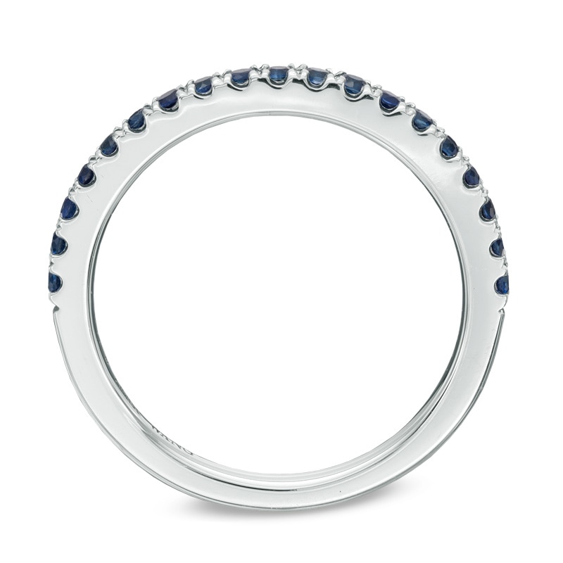 Main Image 3 of Vera Wang Love Collection Blue Sapphire Wedding Band in 14K White Gold