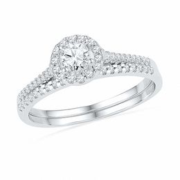 1/2 CT. T.W. Diamond Frame Bridal Set in 10K White Gold