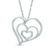 Thumbnail Image 1 of 1/10 CT. T.W. Diamond Triple Heart Pendant in Sterling Silver