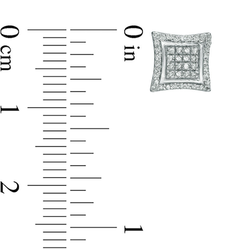 1/4 CT. T.W. Composite Diamond Concave Square Frame Stud Earrings in Sterling Silver