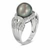 Thumbnail Image 1 of 10.0 - 11.0mm Cultured Tahitian Pearl and 1/5 CT. T.W. Diamond Ring in 14K White Gold