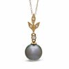 Thumbnail Image 1 of 9.0-10.0mm Tahitian Cultured Pearl and Diamond Accent Pendant in 14K Gold