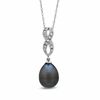 Thumbnail Image 1 of 8.0-9.0mm Tahitian Cultured Pearl and Diamond Accent Pendant in 14K White Gold
