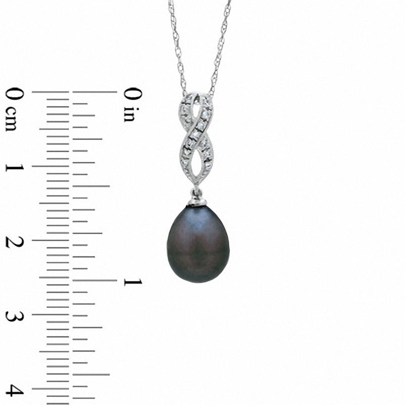 Main Image 2 of 8.0-9.0mm Tahitian Cultured Pearl and Diamond Accent Pendant in 14K White Gold