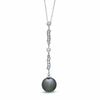 Thumbnail Image 0 of 9.0 - 10.0mm Cultured Tahitian Pearl and 1/10 CT. T.W. Diamond Pendant in 14K White Gold