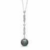 Thumbnail Image 1 of 9.0-10.0mm Tahitian Cultured Pearl and 1/10 CT. T.W. Diamond Pendant in 14K White Gold