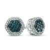 Thumbnail Image 0 of 1/5 CT. T.W. Enhanced Blue and White Composite Diamond Flower Frame Stud Earrings in Sterling Silver
