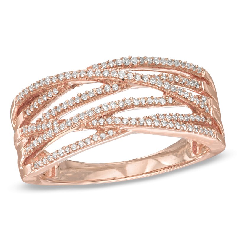Main Image 1 of 1/4 CT. T.W. Diamond Orbit Ring in 10K Rose Gold