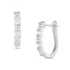 Thumbnail Image 1 of 1/4 CT. T.W. Baguette and Round Diamond Alternating Hoop Earrings in 10K White Gold