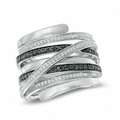 MONOCHROME　ring Black Spinel Rhodium Over Sterling Silver Ring 1.00ctw