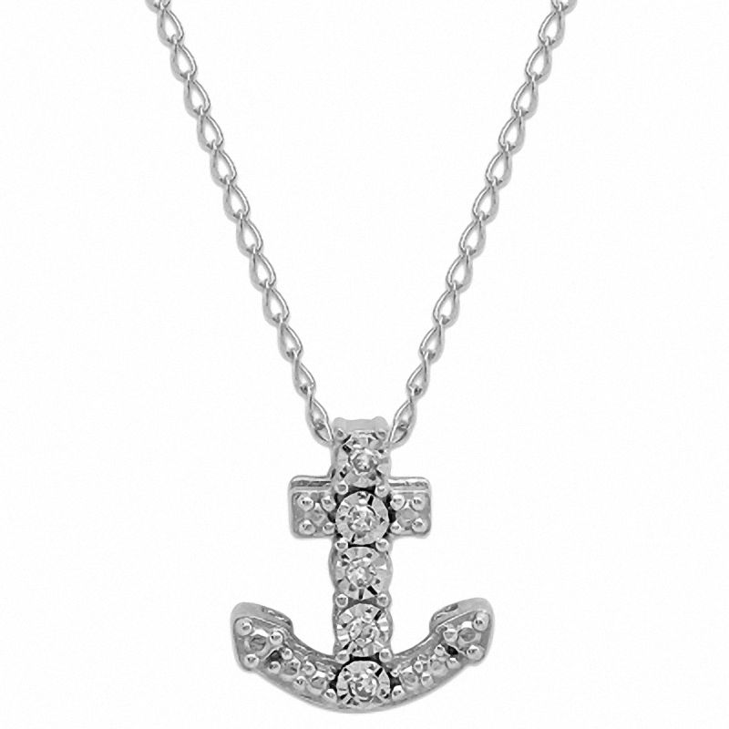 TEENYTINY® Diamond Accent Anchor Pendant in Sterling Silver - 17"
