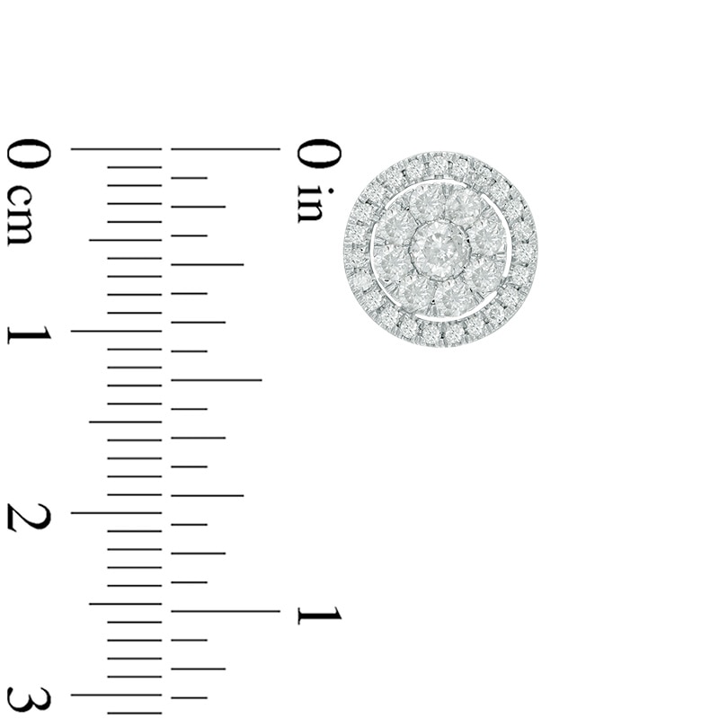 Main Image 2 of 1 CT. T.W. Diamond Cluster Frame Stud Earrings in 10K White Gold