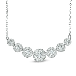 1 CT. T.W. Diamond Seven Stone Frame Necklace in 10K White Gold