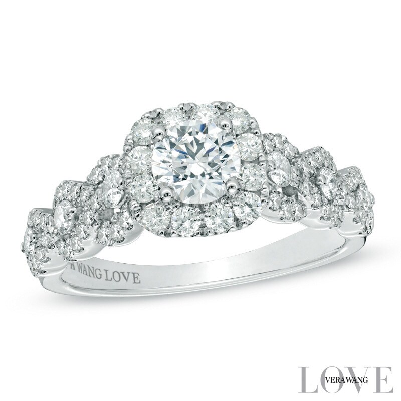 Vera Wang Love Collection 1-1/4 CT. T.W. Diamond Frame Engagement Ring in 14K White Gold