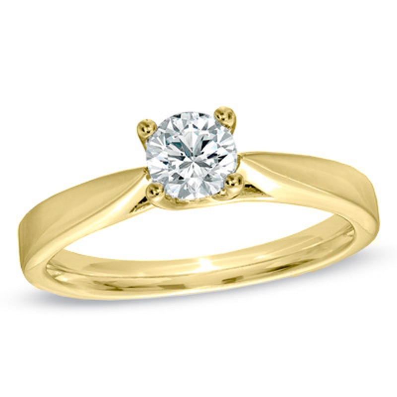 Main Image 1 of Celebration Ideal 1/2 CT. Certified Diamond Solitaire Engagement Ring in 14K Gold (J/I1)