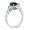 Thumbnail Image 1 of Oval Blue Sapphire and 1/5 CT. T.W. Diamond Ring in 14K White Gold