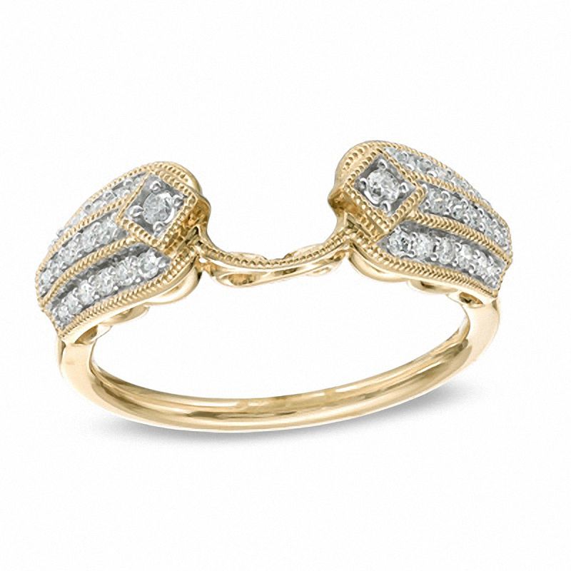 1/4 CT. T.W. Diamond and Milgrain Solitaire Enhancer in 14K Gold