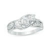 Thumbnail Image 1 of 1 CT. T.W. Diamond Three Stone Slant Engagement Ring in 14K White Gold
