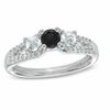 Thumbnail Image 0 of 3/4 CT. T.W. Enhanced Black and White Diamond Three Stone Engagement Ring in 14K White Gold