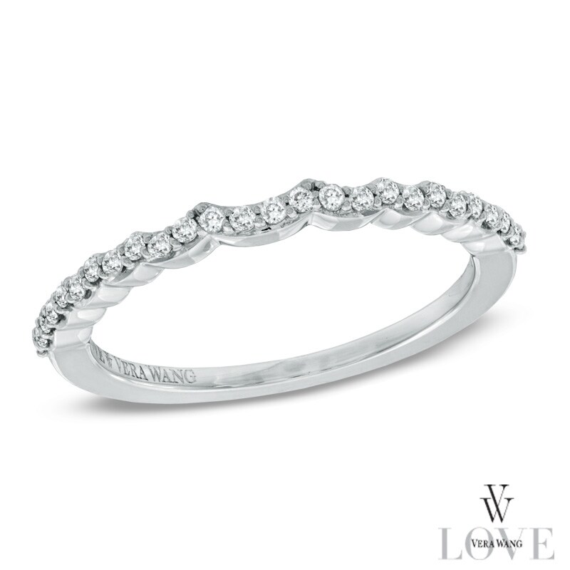 Vera Wang Love Collection 1/6 CT. T.W. Diamond Scalloped Wedding Band in 14K White Gold