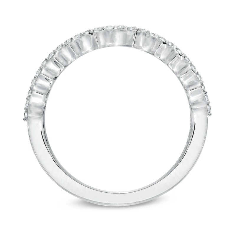 Vera Wang Love Collection 1/6 CT. T.W. Diamond Scalloped Wedding Band in 14K White Gold