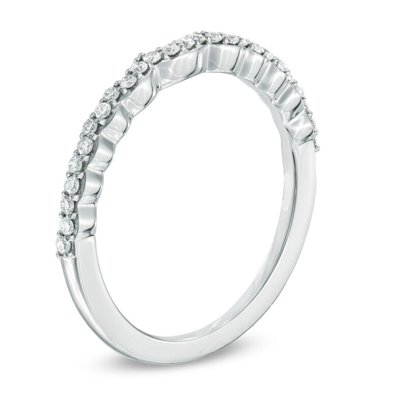 Main Image 3 of Vera Wang Love Collection 1/6 CT. T.W. Diamond Scalloped Wedding Band in 14K White Gold