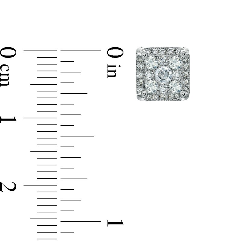 Main Image 2 of 1 CT. T.W. Diamond Square Cluster Stud Earrings in 10K White Gold