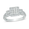 3/4 CT. T.W. Princess-Cut Composite Diamond Three Stone Engagement Ring in 10K White Gold