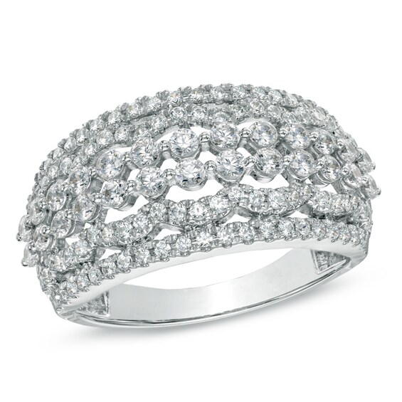 1 CT. T.W. Diamond Scallop Anniversary Band in 10K White Gold | Zales ...