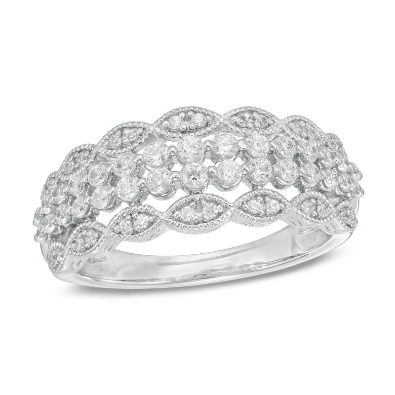 1/2 CT. T.W. Diamond Vintage-Style Anniversary Band in 10K White Gold
