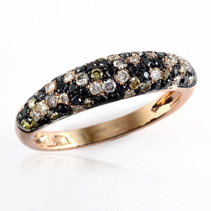 EFFY™ Final Call 3/4 CT. T.W. Enhanced Black, Champagne and White Diamond Dome Ring in 14K Rose Gold