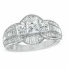 Thumbnail Image 1 of 2 CT. T.W. Princess-Cut Diamond Three Stone Framed Engagement Ring in 14K White Gold