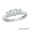Celebration Ideal 1 CT. T.W. Diamond Three Stone Ring in 14K White Gold (I/I1)