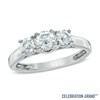Thumbnail Image 1 of Celebration Ideal 1 CT. T.W. Certified Diamond Three Stone Ring in 14K White Gold (I/I1)
