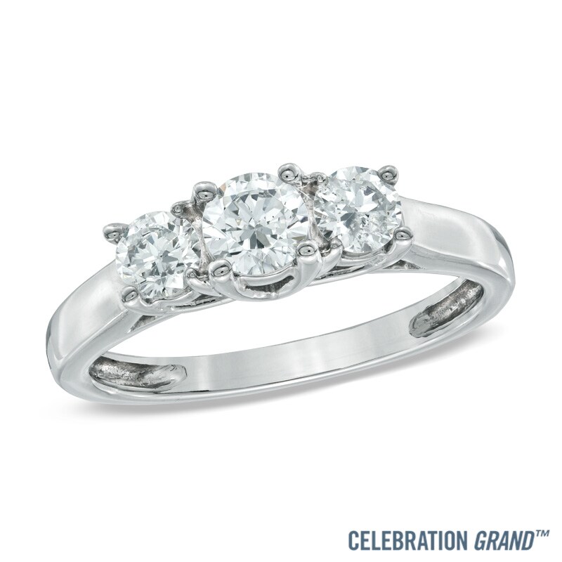 Main Image 1 of Celebration Ideal 1 CT. T.W. Certified Diamond Three Stone Ring in 14K White Gold (I/I1)