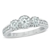 Thumbnail Image 0 of Celebration Ideal 1-1/5 CT. T.W. Diamond Three Stone Vintage-Style Engagement Engagement Ring in 14K White Gold (I/I1)