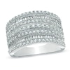 Thumbnail Image 0 of 1 CT. T.W. Baguette and Round Diamond Multi-Row Ring in 10K White Gold