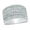 Thumbnail Image 1 of 1 CT. T.W. Baguette and Round Diamond Multi-Row Ring in 10K White Gold